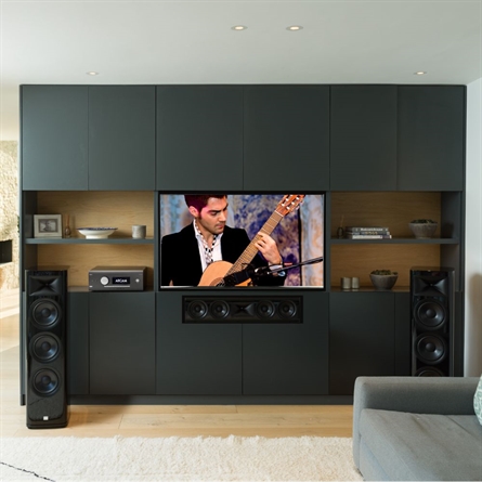 Arcam AVR5 connected in a home theatre setup with tower speakers