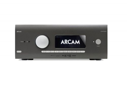 Arcam AVR5 7.1.4 Channel AV Receiver front view with full display and volume knob