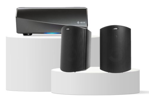 Denon HEOS AMP HS2 Wireless Amplifier & Polk Atrium 5 All-Weather Outdoor Loudspeakers Hi-Fi Stereo System