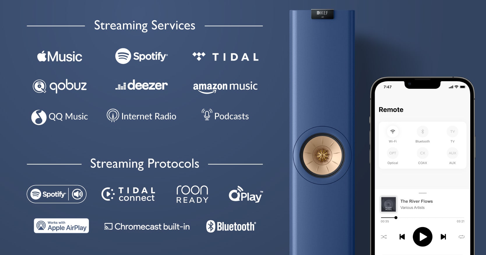 Explore our premium collection of KEF Active/Powered Speakers KEF LS60 Wireless Active/Powered Floorstanding Speakers Pair - CONNECTIVITY - Play anything. Hear everything.