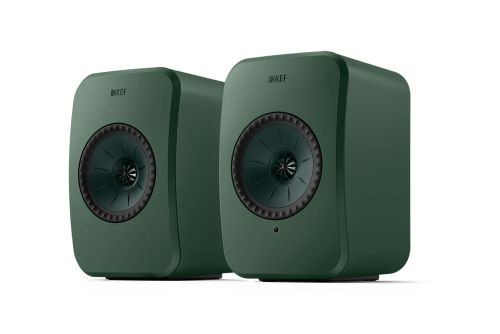 KEF LSX II LT Wireless HiFi Speakers Sage Green, Right-Angled Front View