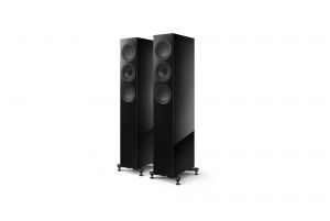 KEF R5 Meta 3-Way Floorstanding Speakers Pair Black, Front View