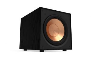 Klipsch R-101SW 10-Inch Active Subwoofer - Left Angled Front View with Mount Image