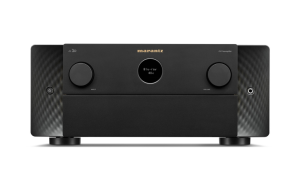 Marantz AV 20 close-up of porthole display and logo detailing