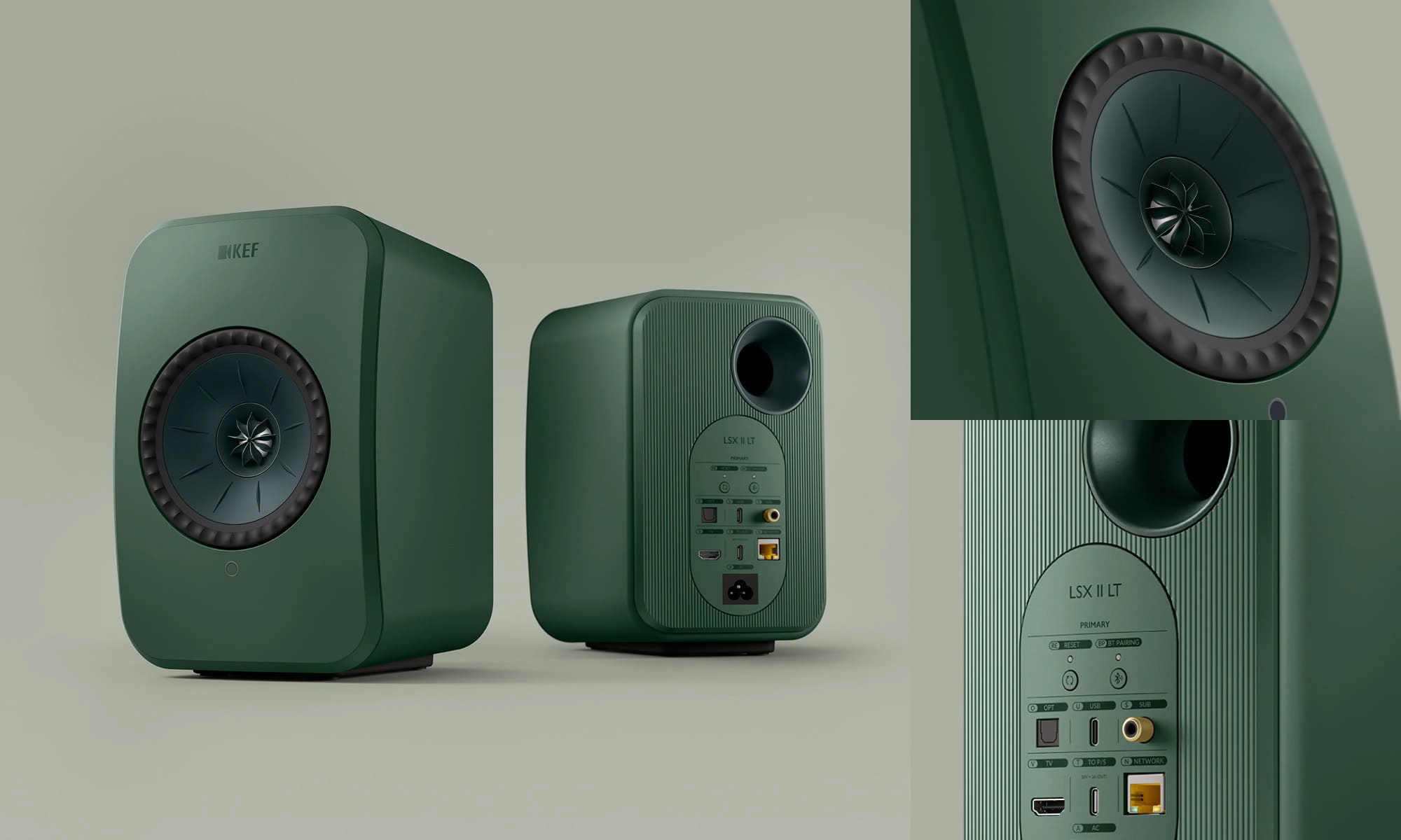 KEF LSX II LT Wireless HiFi Speakers - Sage Green
