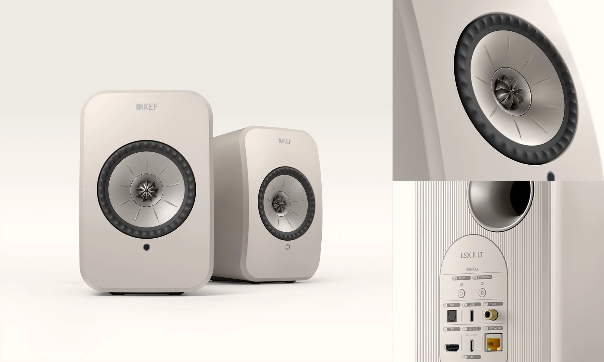 KEF LSX II LT Wireless HiFi Speakers - Stone White